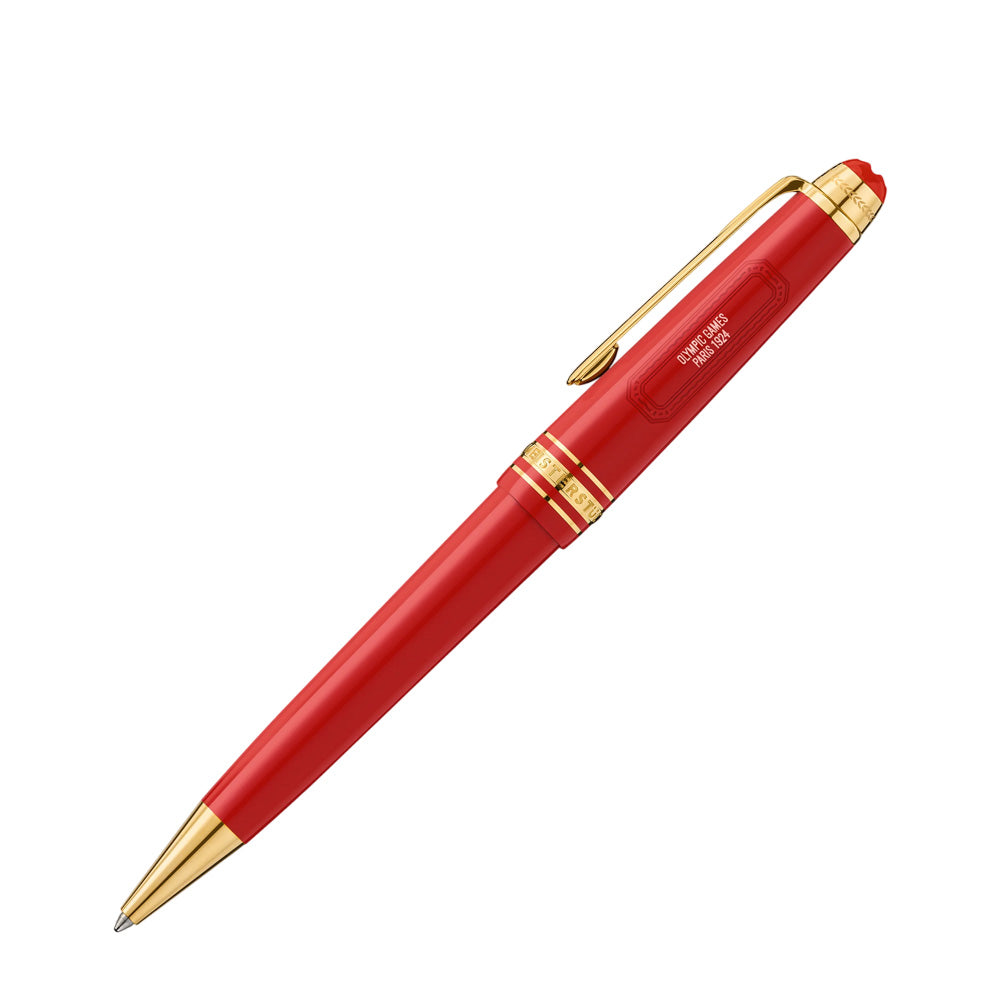 Montblanc Meisterstück Olympic Heritage 1924 Red Resin with Gold-Plated Trims Midsize Paris Special Edition Ballpoint Pen