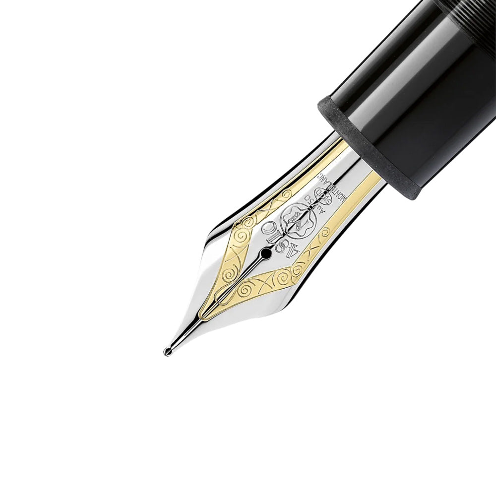 Montblanc Meisterstück 149 Black Resin with Platinum-Coated Trim Fountain Pen - 18Kt Gold Rhodium-Plated Medium Nib
