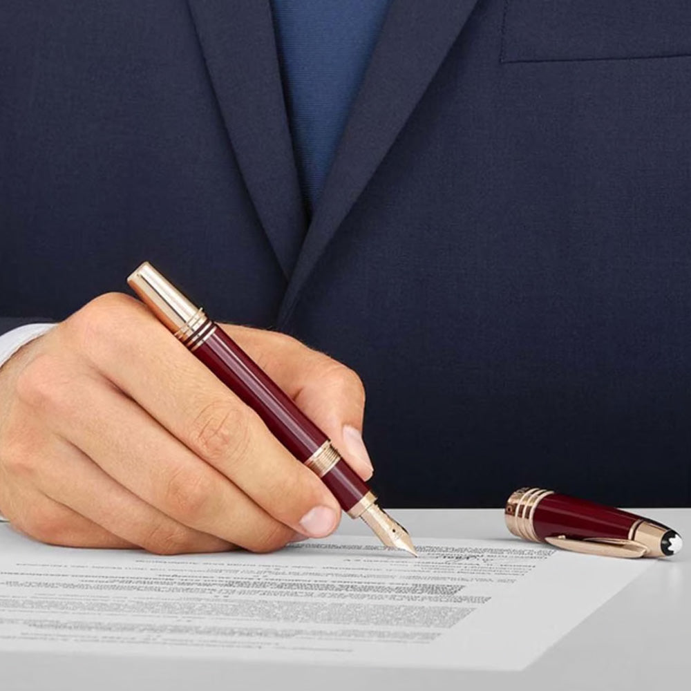 Montblanc John F. Kennedy Burgundy Resin Special Edition Fountain Pen - 14Kt Gold Medium Nib