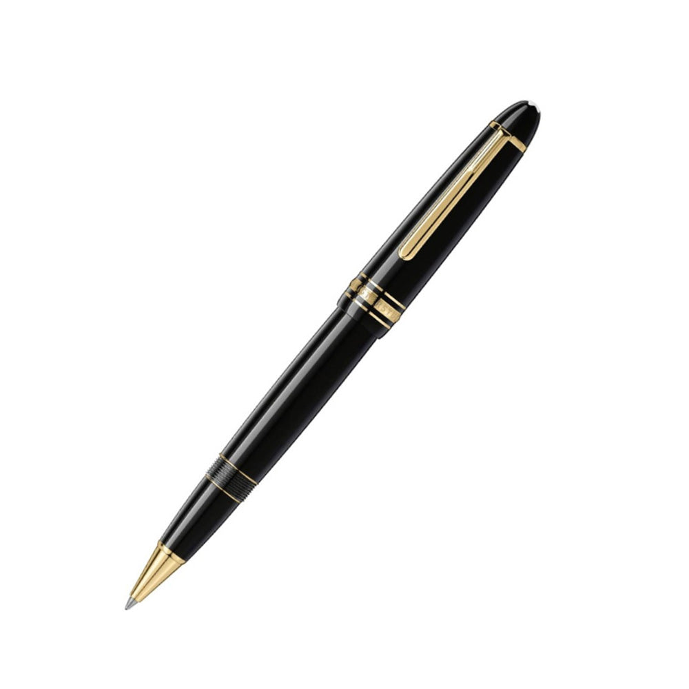 The LeGrand masterpiece made of deep black precious resin with gold-plated elements and the white Montblanc emblem has become a Montblanc design icon. ID NO. MFKQ86SF6 The classic and timeless design in a larger silhouette Black, precious resin barrel and cap Gold-coated clip with individual serial number Three gold-coated rings embossed with the Montblanc brand name on the trim Cap inlaid with the Montblanc emblem Signed and stamped warranty card Presented in a luxurious gift box