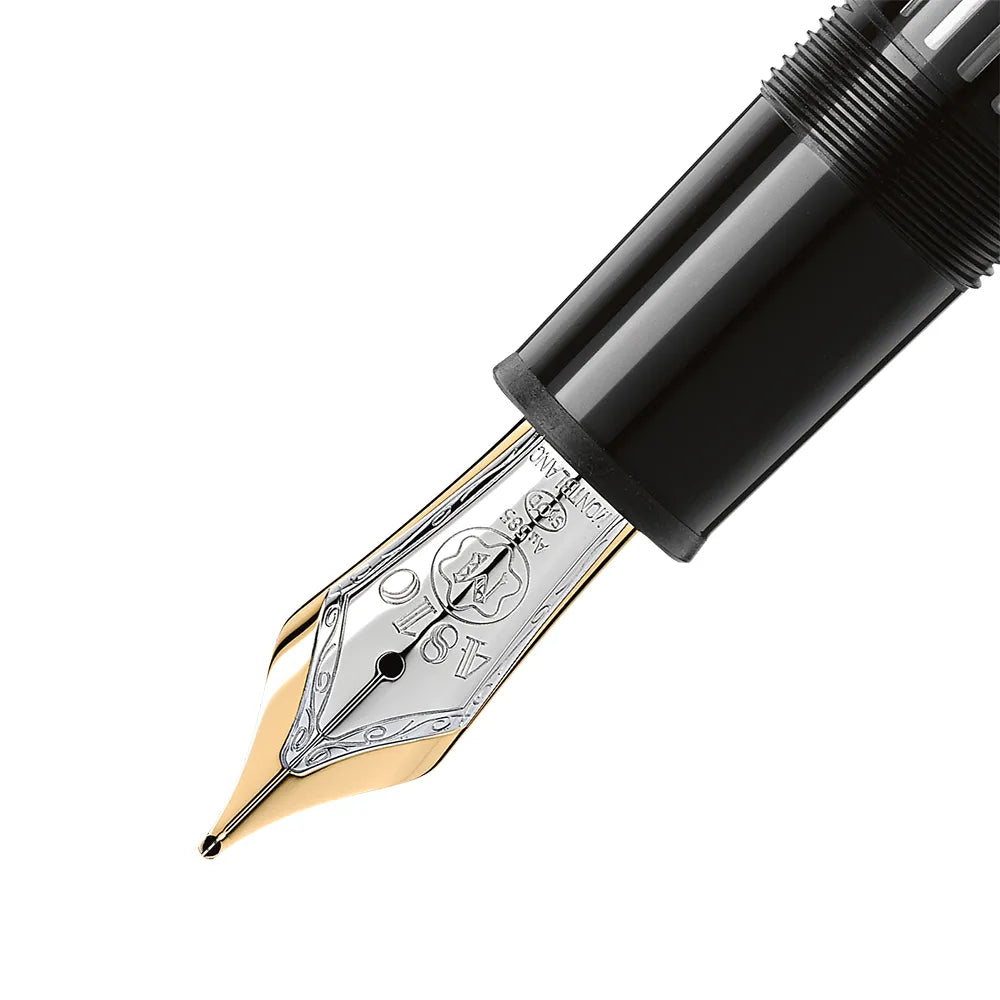 Montblanc Meisterstuck 146 LeGrand Black Resin with Gold-Coated Trims Fountain Pen - 14Kt Gold Rhodium-Plated Nib