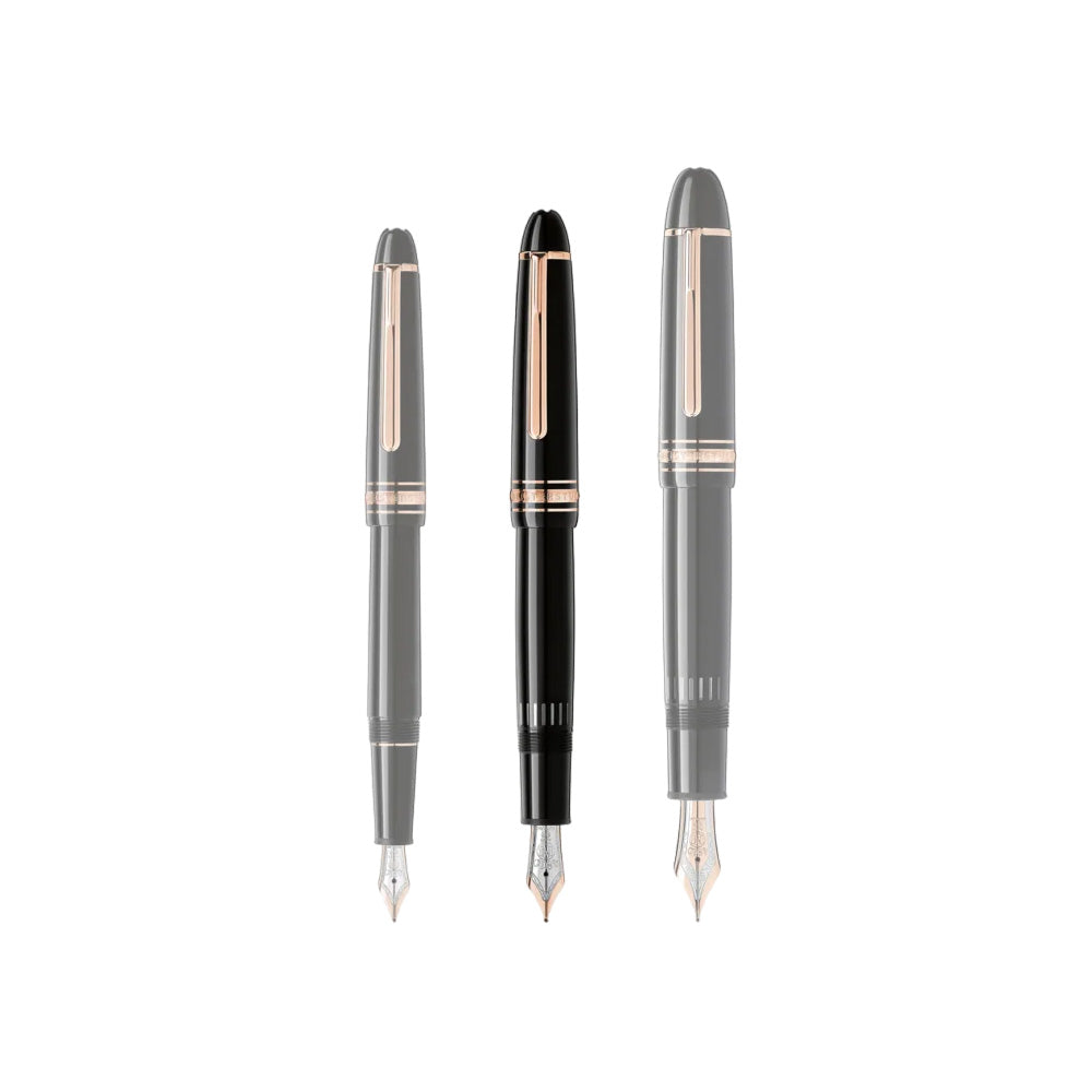Montblanc Meisterstuck 146 Black Resin with Rose Gold-Coated LeGrand Fountain Pen - 14Kt Gold Rhodium-Plated Fine Nib