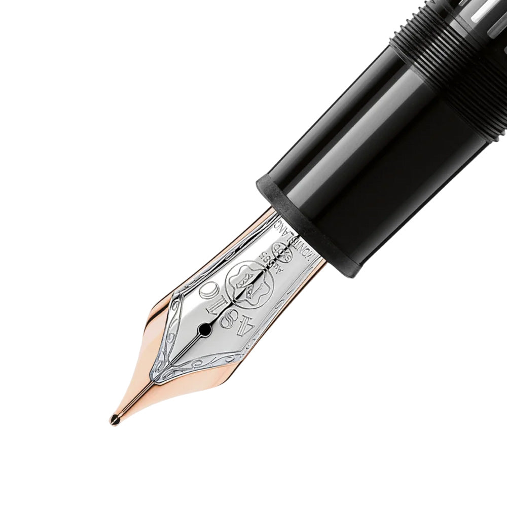 Montblanc Meisterstuck 146 Black Resin with Rose Gold-Coated LeGrand Fountain Pen - 14Kt Gold Rhodium-Plated Medium Nib