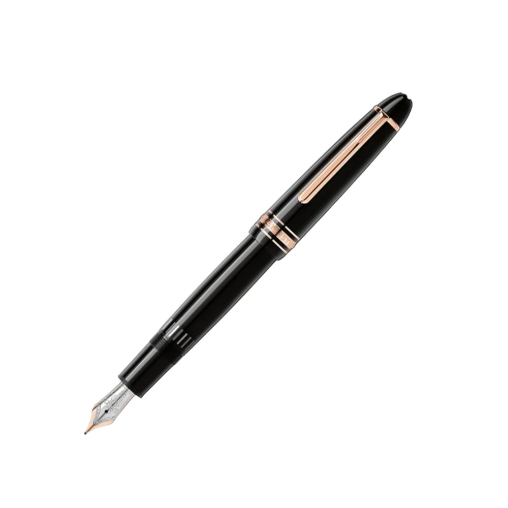 Montblanc Meisterstuck 146 Black Resin with Rose Gold-Coated LeGrand Fountain Pen - 14Kt Gold Rhodium-Plated Fine Nib