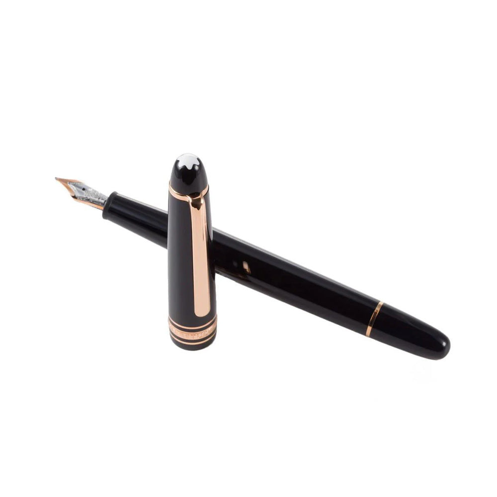 Montblanc Meisterstück Classique Black Resin with Rose Gold-Coated Trim Fountain Pen - 14Kt Gold Broad Nib