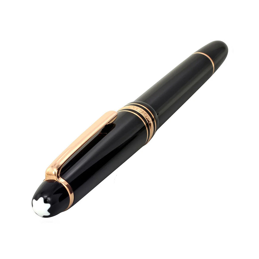 Montblanc Meisterstück Classique Black Resin with Rose Gold-Coated Trim Fountain Pen - 14Kt Gold Broad Nib