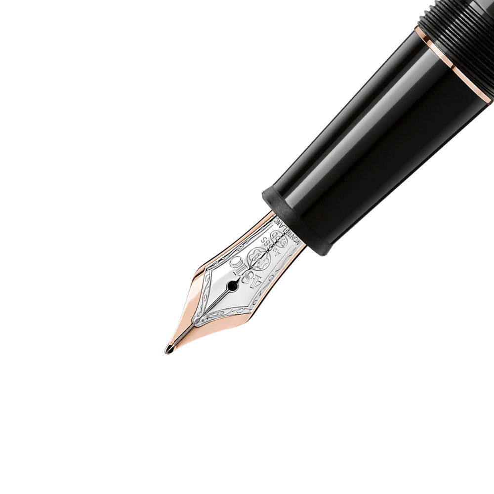 Montblanc Meisterstück Classique Black Resin with Rose Gold-Coated Trim Fountain Pen - 14Kt Gold Broad Nib