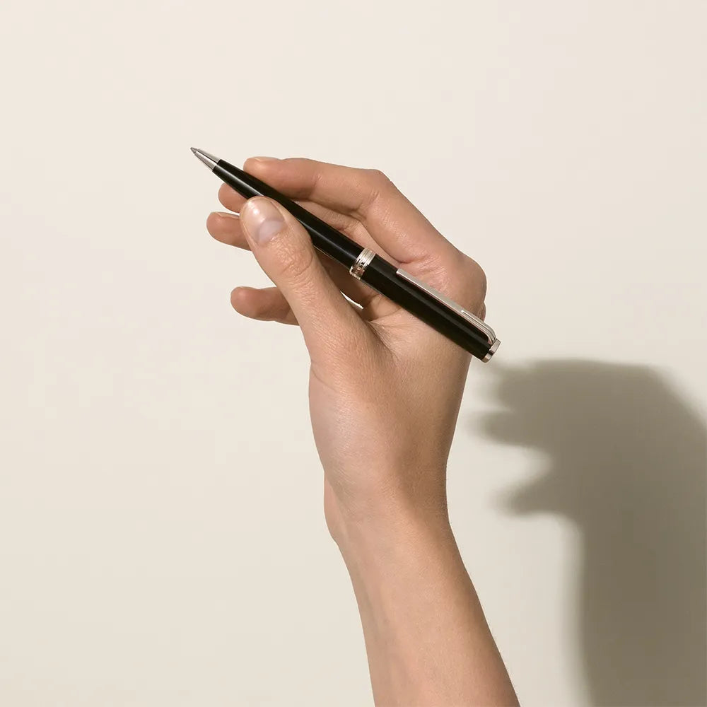 Montblanc Set with PIX Black Precious Resin Ballpoint Pen & Meisterstück Leather Card Holder 6cc Black