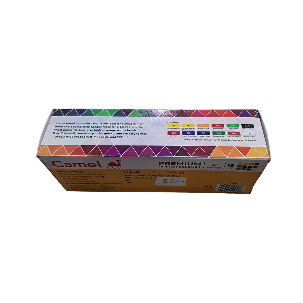 Kokuyo-Camlin Camel Premium Poster Colours 15ml  - 12 Shades