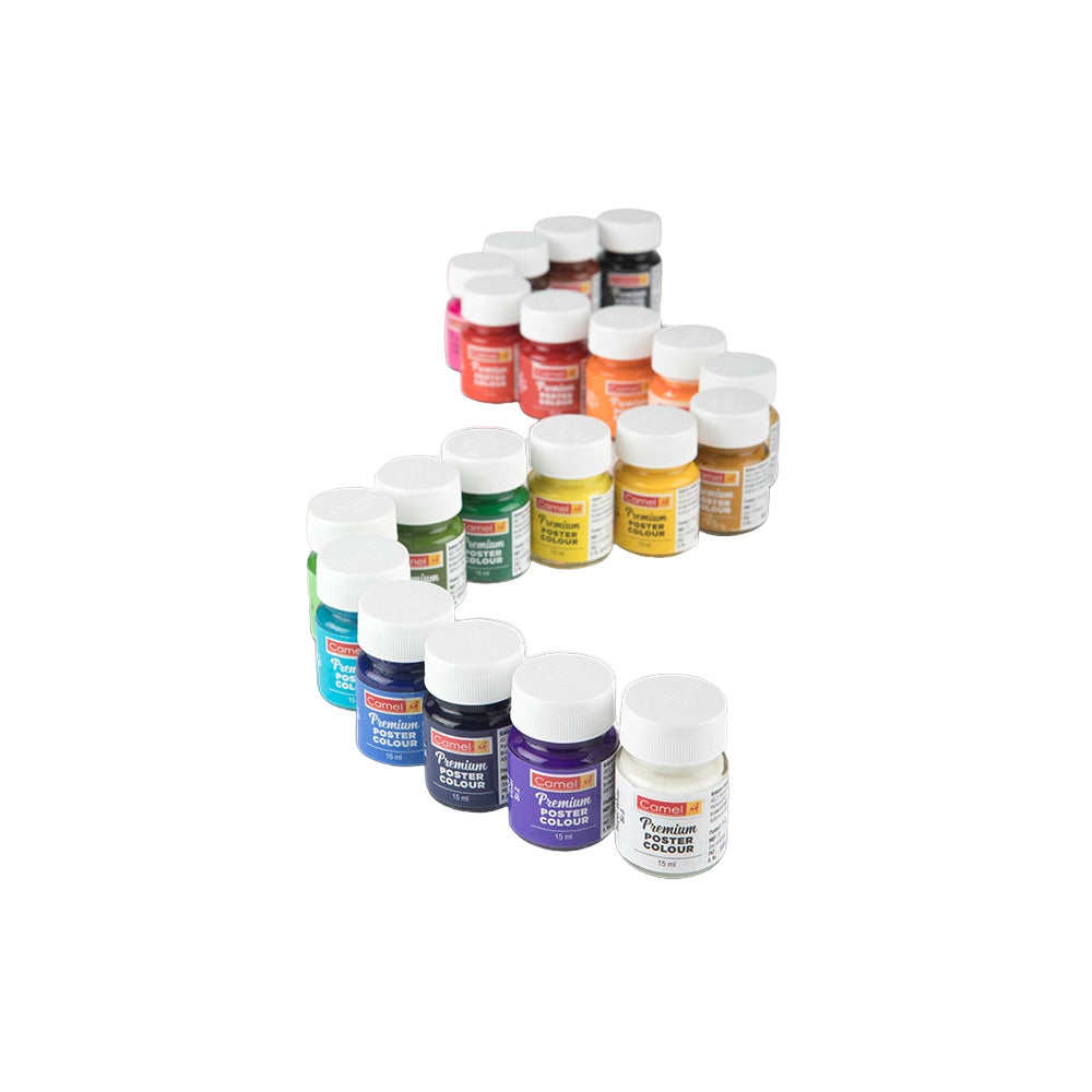Kokuyo-Camlin Camel Premium Poster Colours 15ml with Brushes  - 20 Shades