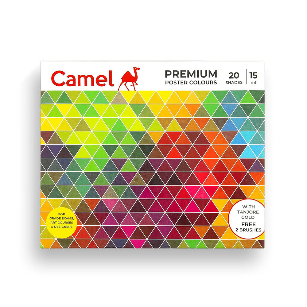 Kokuyo-Camlin Camel Premium Poster Colours 15ml with Brushes  - 20 Shades