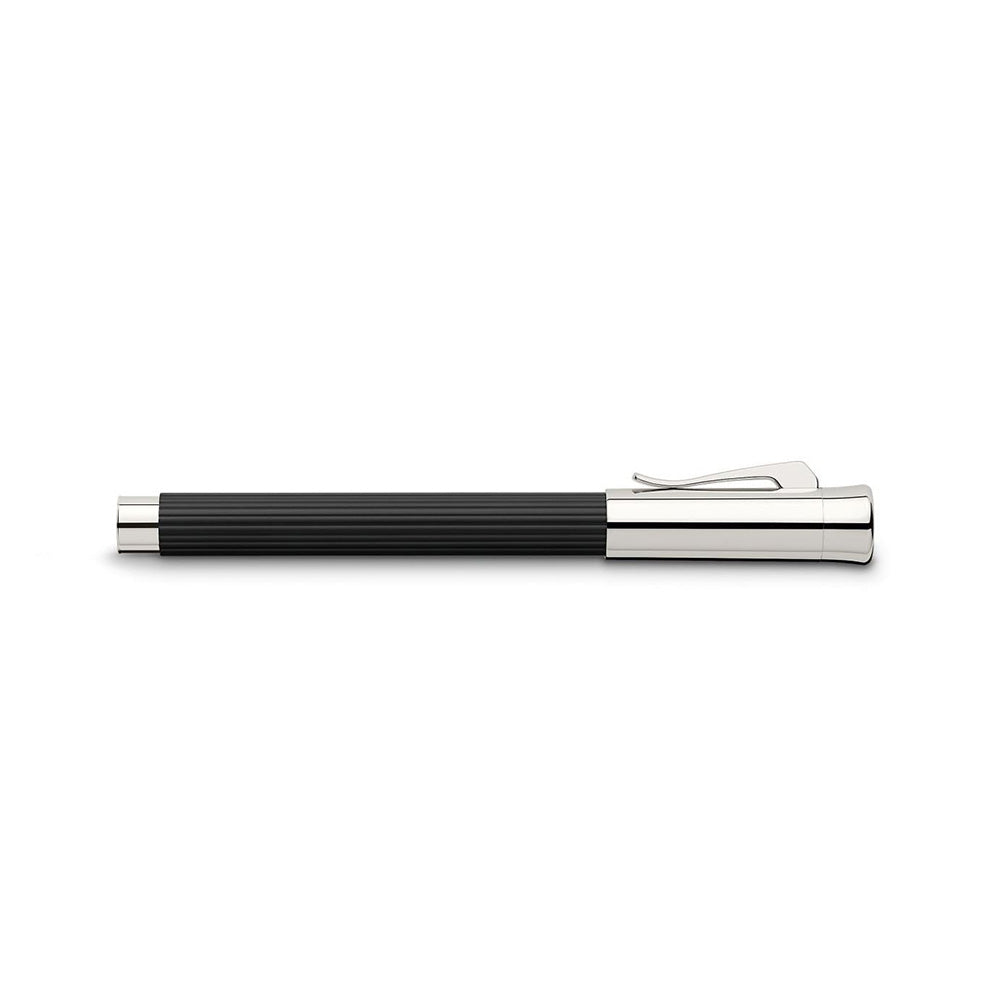 Rollerball pen Tamitio Black Our series „Tamitio“ shows how the culture of writing can be enriched with extraordinary nuances. Each of the slender writing implements is the expression of pure elegance and therefore both, eye-catcher and stylish accessory, together. Matt lacquered metal barrel, finely fluted, Black Chrome-plated, highly polished metal parts Solid, spring-loaded Clip Excellent, smooth- running precision point Fast-drying ink, black Line width B Document- proof Elegant gift box included