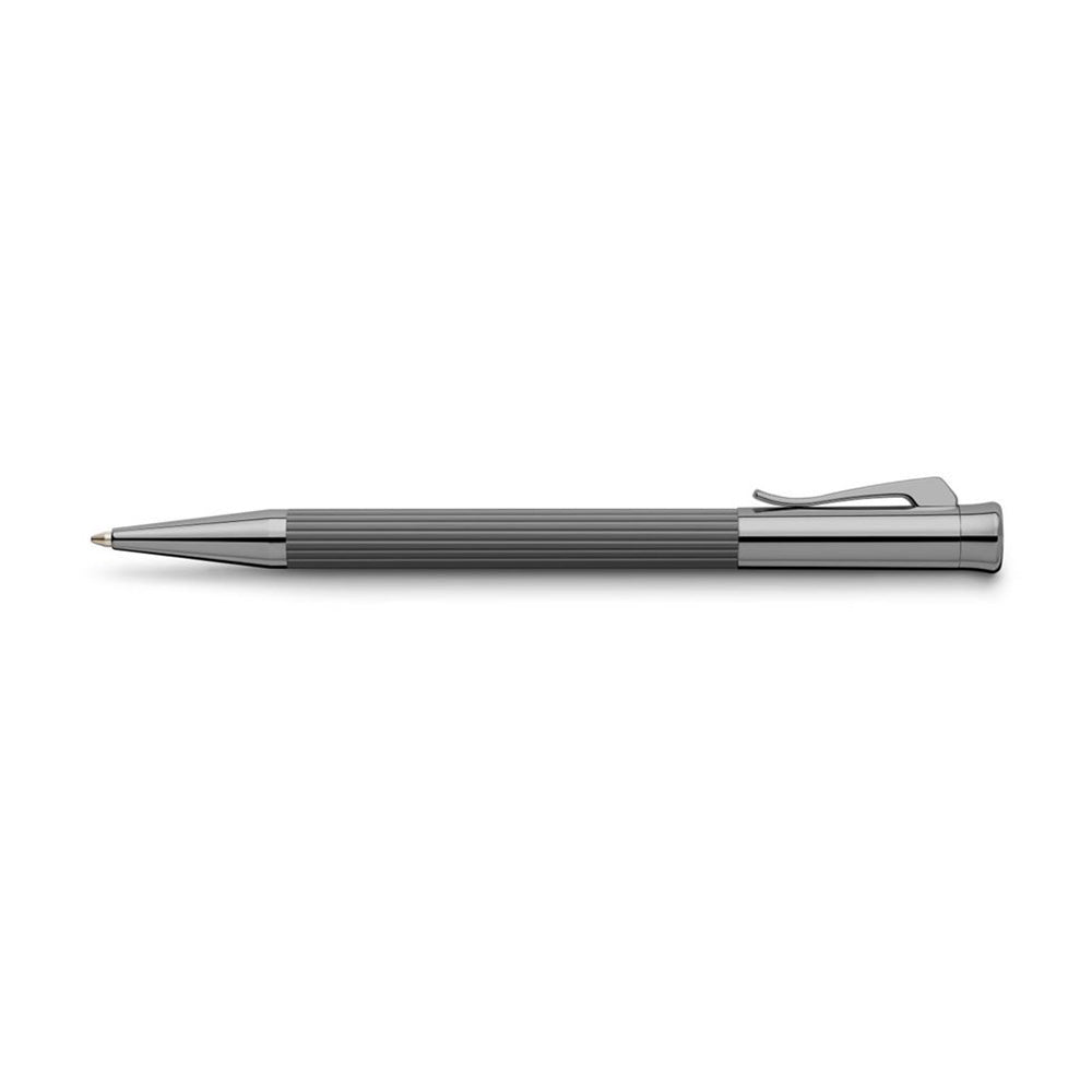 Ballpoint pen Tamitio Stone Grey Our series „Tamitio“ shows how the culture of writing can be enriched with extraordinary nuances. Each of the slender writing implements is the expression of pure elegance and therefore both, eye-catcher and stylish accessory, together. Matt lacquered metal barrel, finely fluted, Stone Grey Chrome-plated, ruthenium-coated metal parts Solid, spring-loaded Clip Black, large capacity refill in international standard size Line width B Document- proof Elegant gift box included