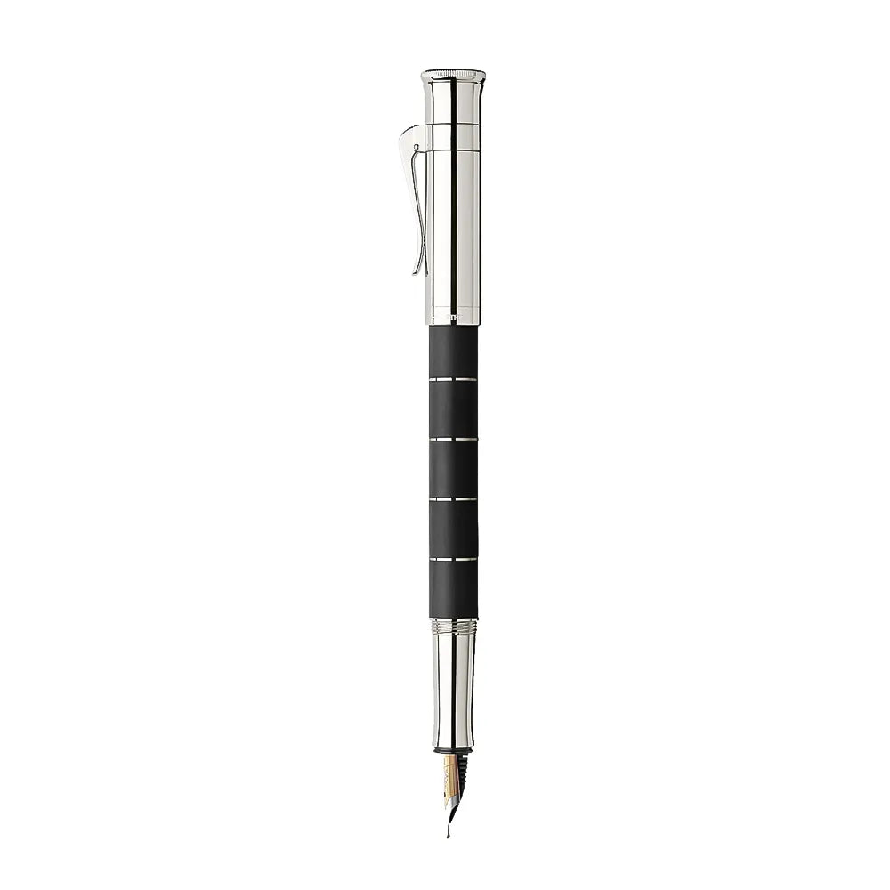 Graf von Faber-Castell Classic Anello Ebony with Rhodium-plated Trim Fountain Pen – 18Kt Gold Rhodium-Plated Broad Nib