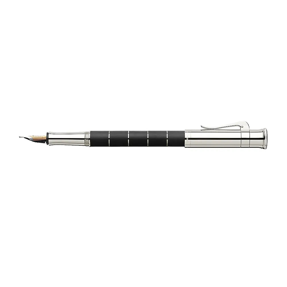 Graf von Faber-Castell Classic Anello Ebony with Rhodium-plated Trim Fountain Pen – 18Kt Gold Rhodium-Plated Broad Nib