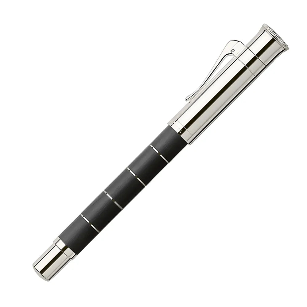 Graf von Faber-Castell Classic Anello Ebony with Rhodium-plated Trim Fountain Pen – 18Kt Gold Rhodium-Plated Broad Nib