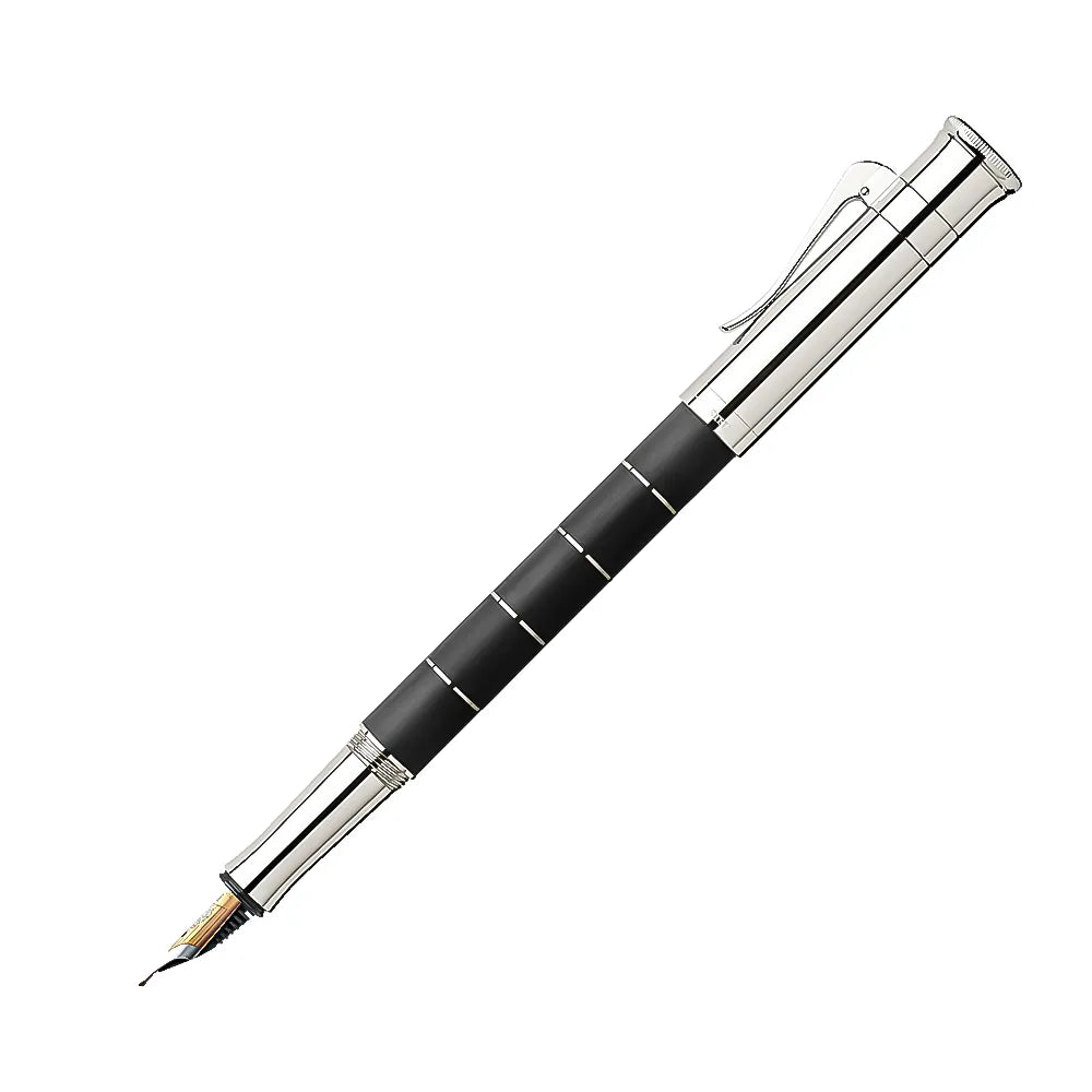 Graf von Faber-Castell Classic Anello Ebony with Rhodium-plated Trim Fountain Pen – 18Kt Gold Rhodium-Plated Broad Nib