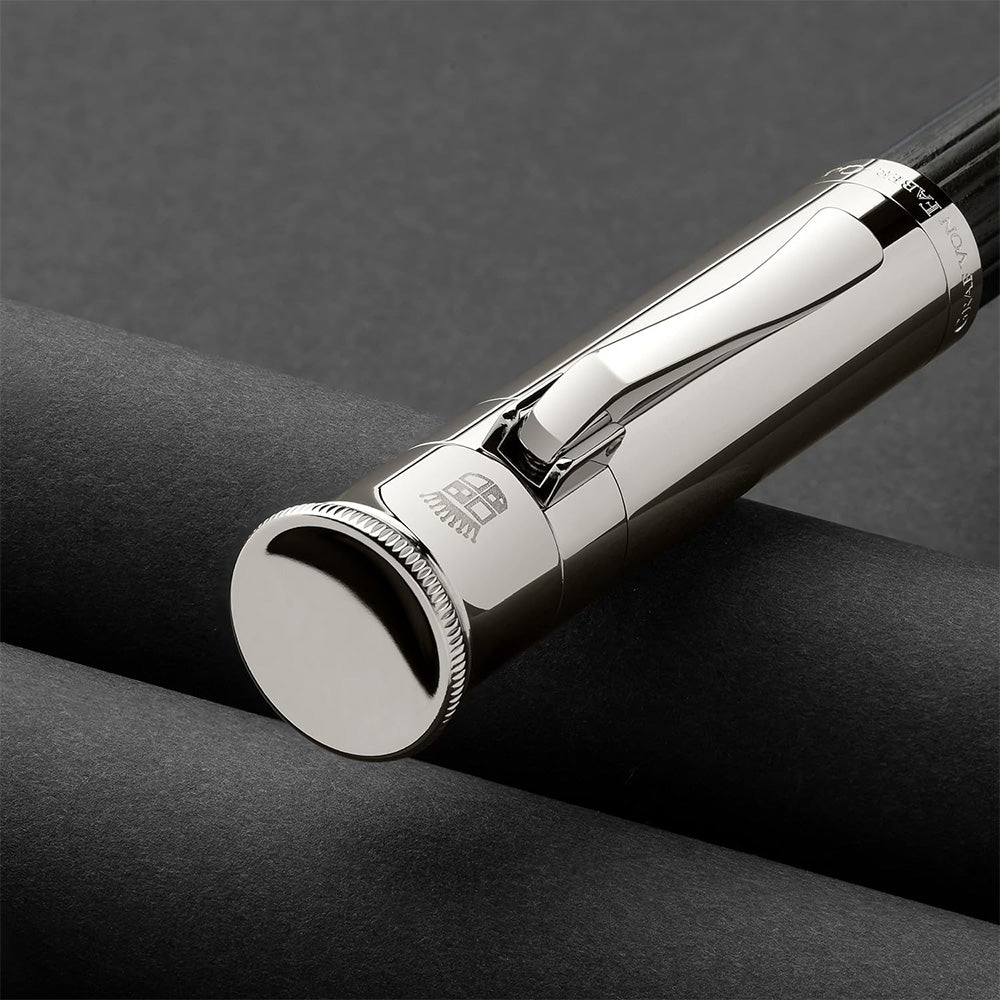 Graf von Faber-Castell Classic Ebony Wood with Platinum-plated Trim Fountain Pen – 18Kt Gold Medium Nib