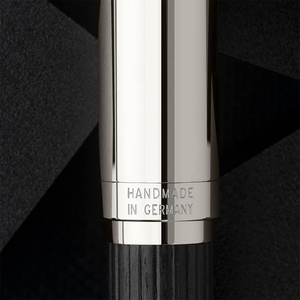Graf von Faber-Castell Classic Ebony Wood with Platinum-plated Trim Fountain Pen – 18Kt Gold Medium Nib