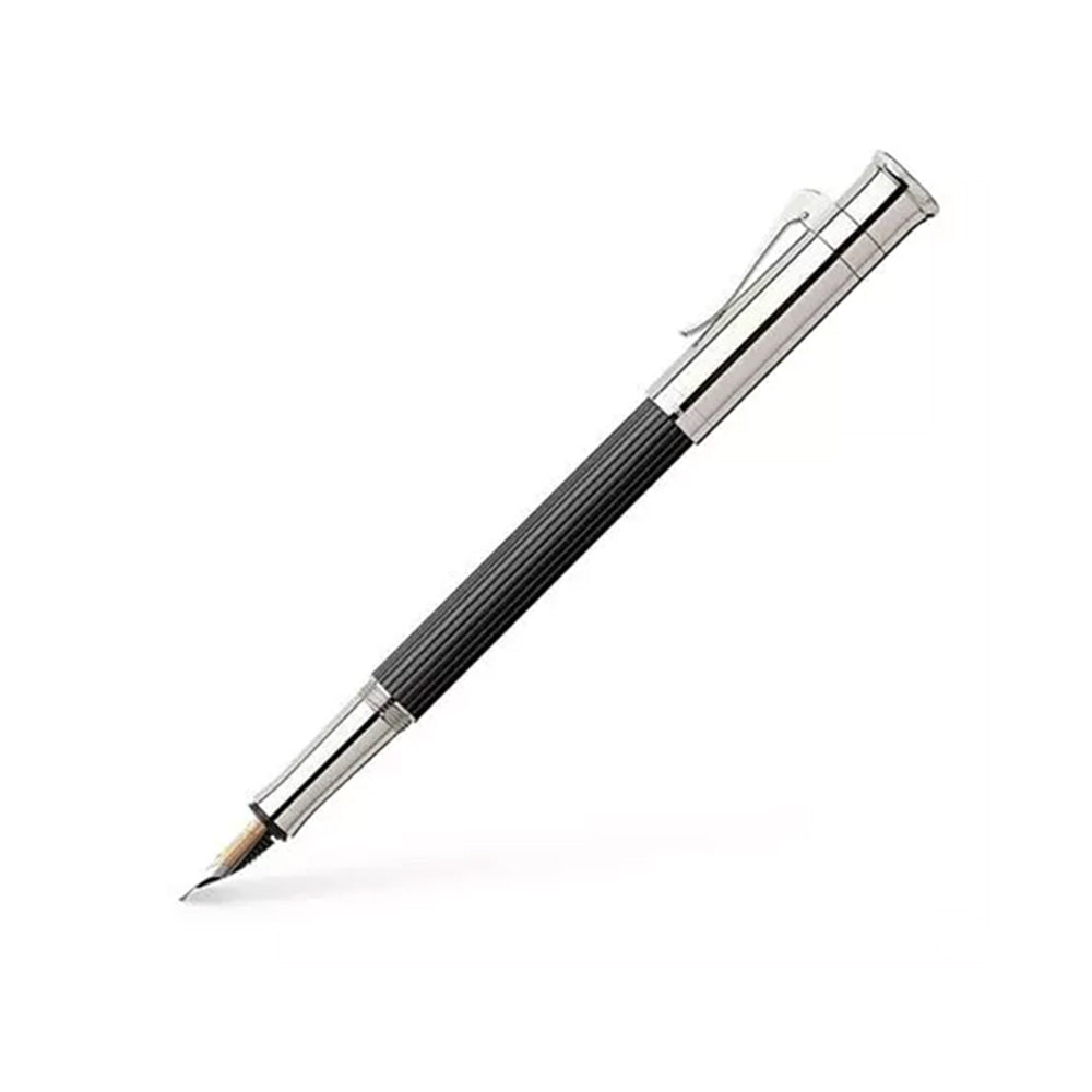 Graf von Faber-Castell Classic Ebony Wood with Platinum-plated Trim Fountain Pen – 18Kt Gold Medium Nib