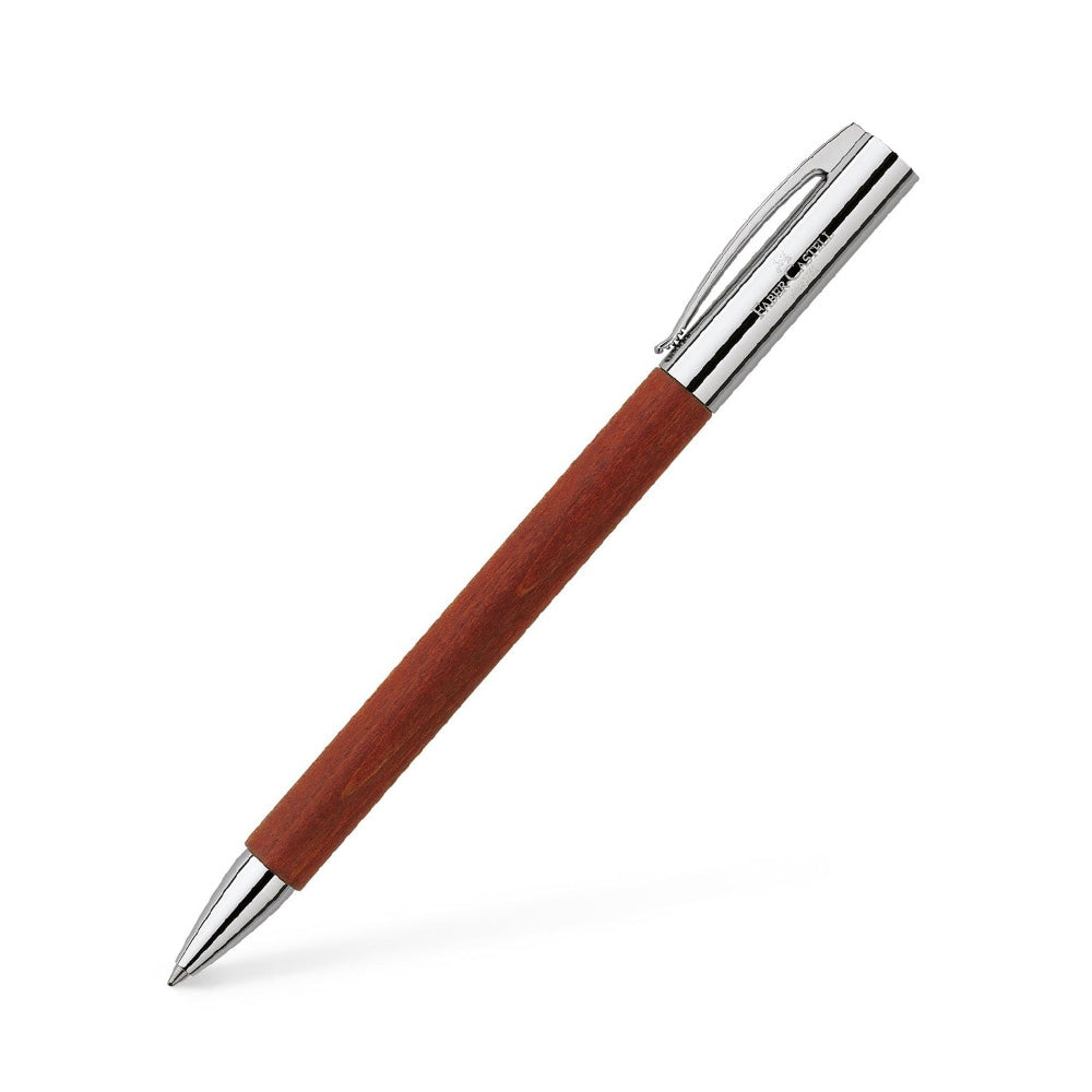 Ambition pear wood twist ballpoint pen, B, reddish brown The clean lines and selected materials of these slim writing implements make an excellent impression. They are distinguished by clear-cut visual design combined with professional functionalism. Barrel made of reddish brown pear wood End cap and tip made of chrome-plated polished metal Spring-loaded clip made of chrome-plated polished metal Equipped with twist mechanism Fitted with a black large-capacity refill Line width B Country of Origin : Germany