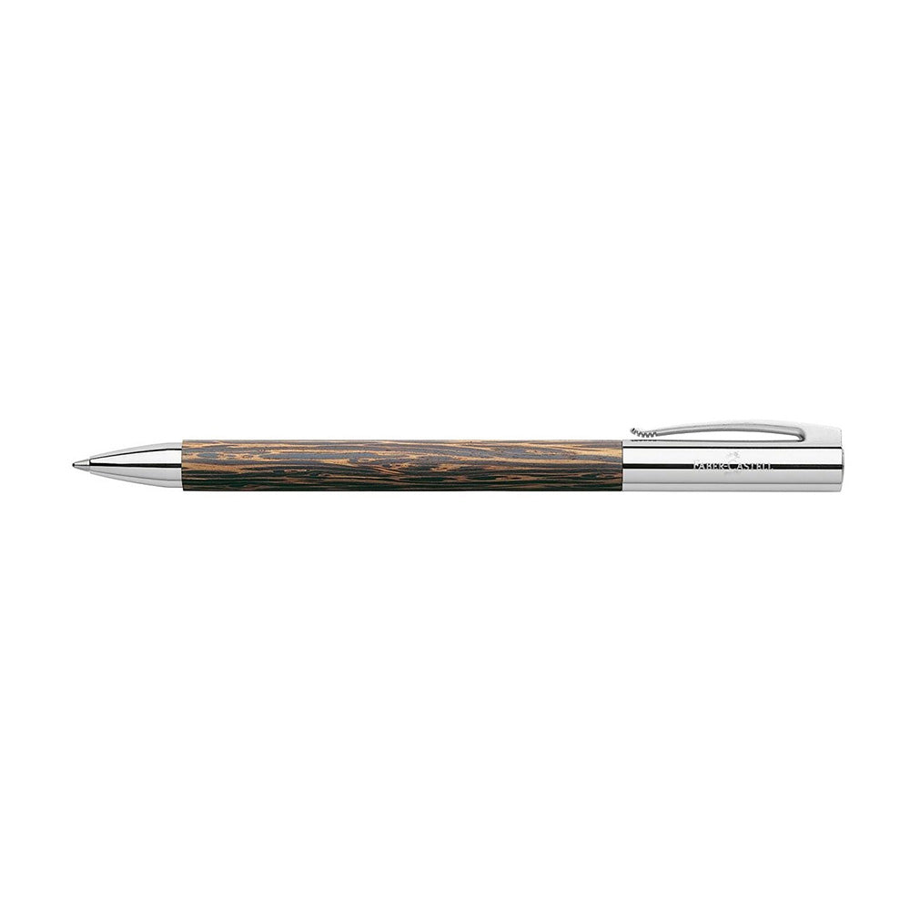 Ambition coconut twist ballpoint pen, B The clean lines and selected materials of these slim writing implements make an excellent impression. They are distinguished by clear-cut visual design combined with professional functionalism. Barrel made of vividly grained coconut wood End cap and tip made of chrome-plated polished metal Spring-loaded clip made of chrome-plated polished metal Equipped with twist mechanism Fitted with a black large-capacity refill Line width B Country of Origin : Germany