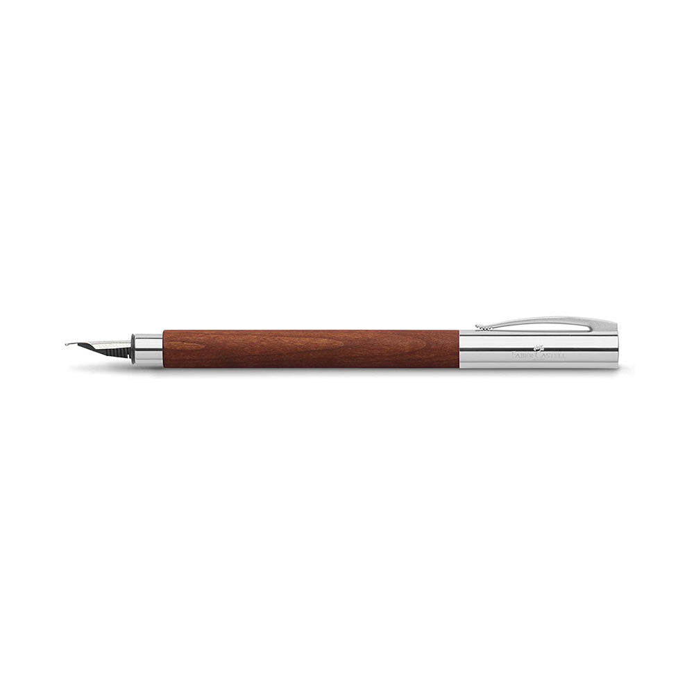Faber-Castell Ambition Pearwood Rediss Brown with Chrome Trim Fountain Pen - Medium Nib