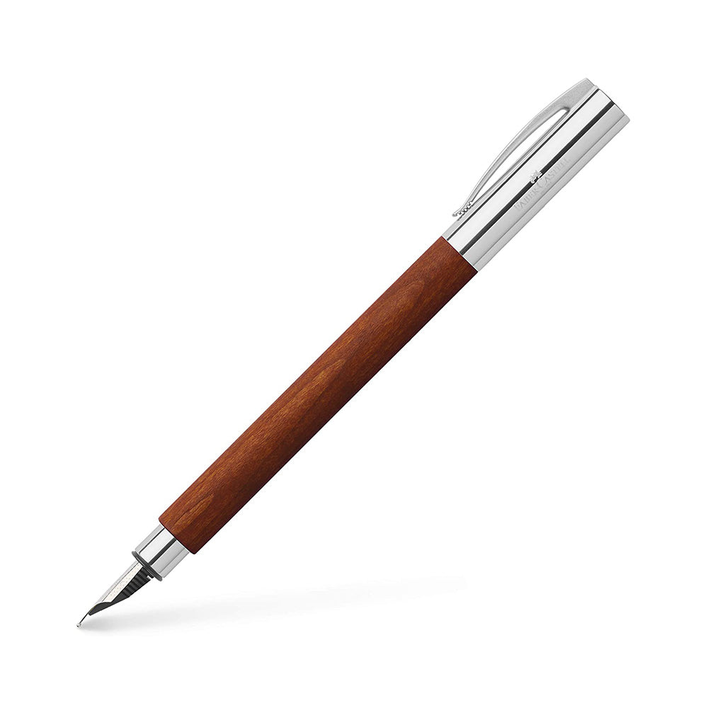 Faber-Castell Ambition Pearwood Rediss Brown with Chrome Trim Fountain Pen - Extra Fine Nib