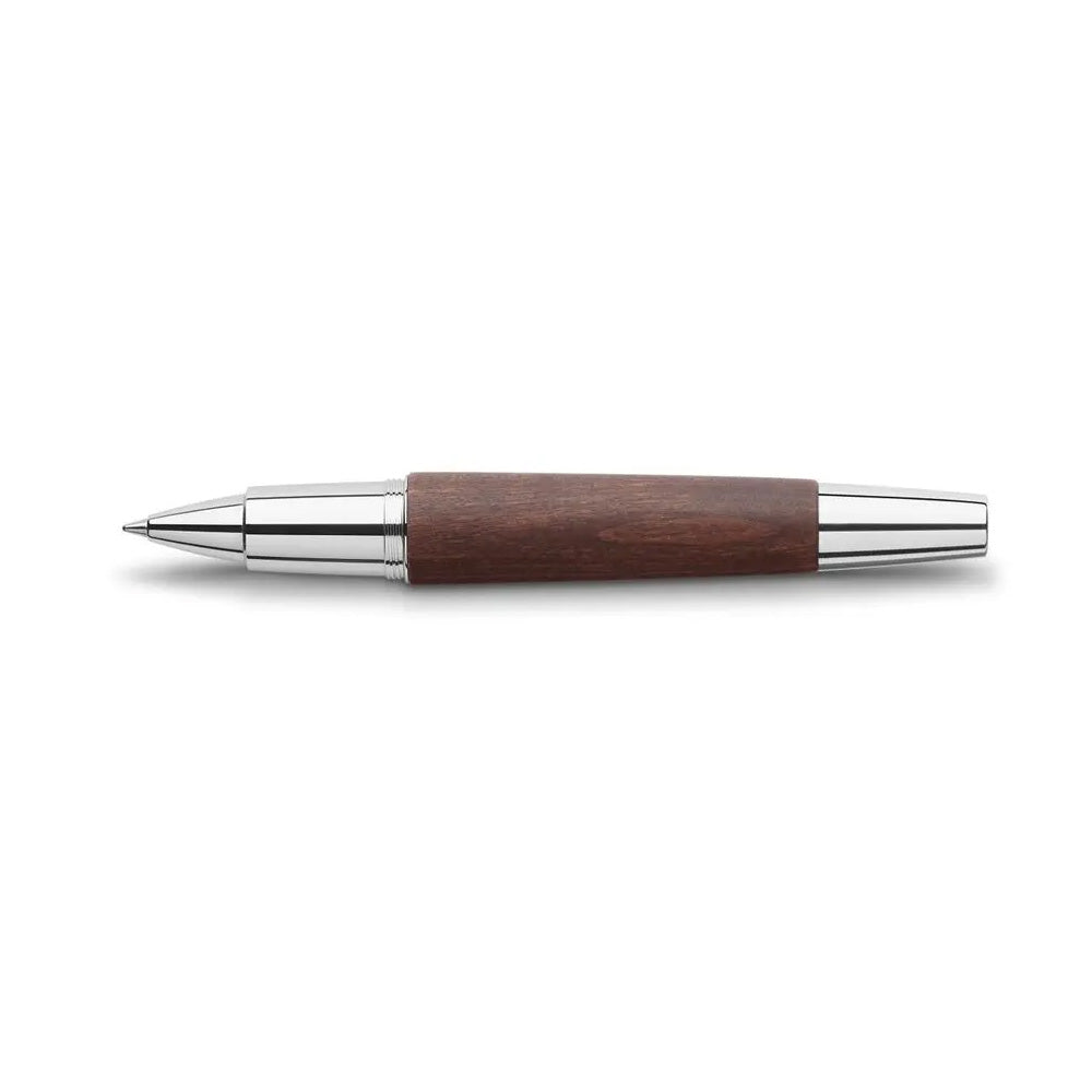 Faber-Castell E-motion Pearwood Dark Brown with Chrome Cap Rollerball Pen