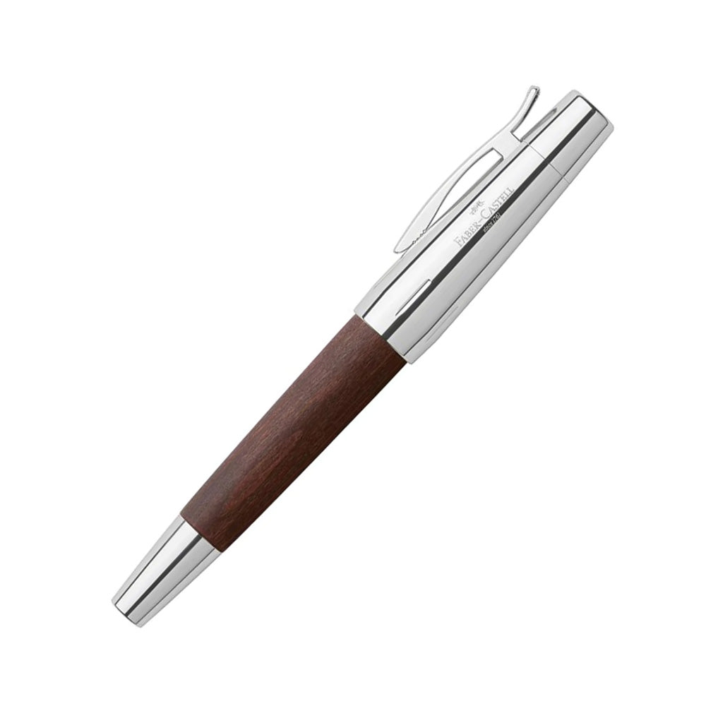 Faber-Castell E-motion Pearwood Dark Brown with Chrome Cap Rollerball Pen