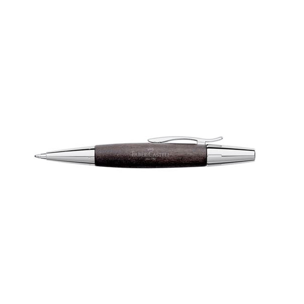 Faber-Castell E-motion Pearwood Black & Polished Chrome Cap Ballpoint Pen