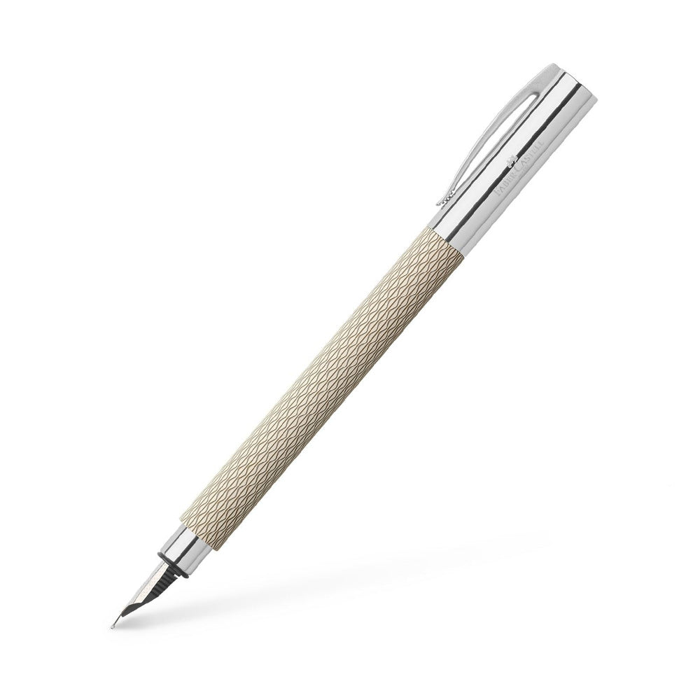 Faber-Castell Ambition OpArt White Sand Precious Resin Fountain Pen – Medium Nib
