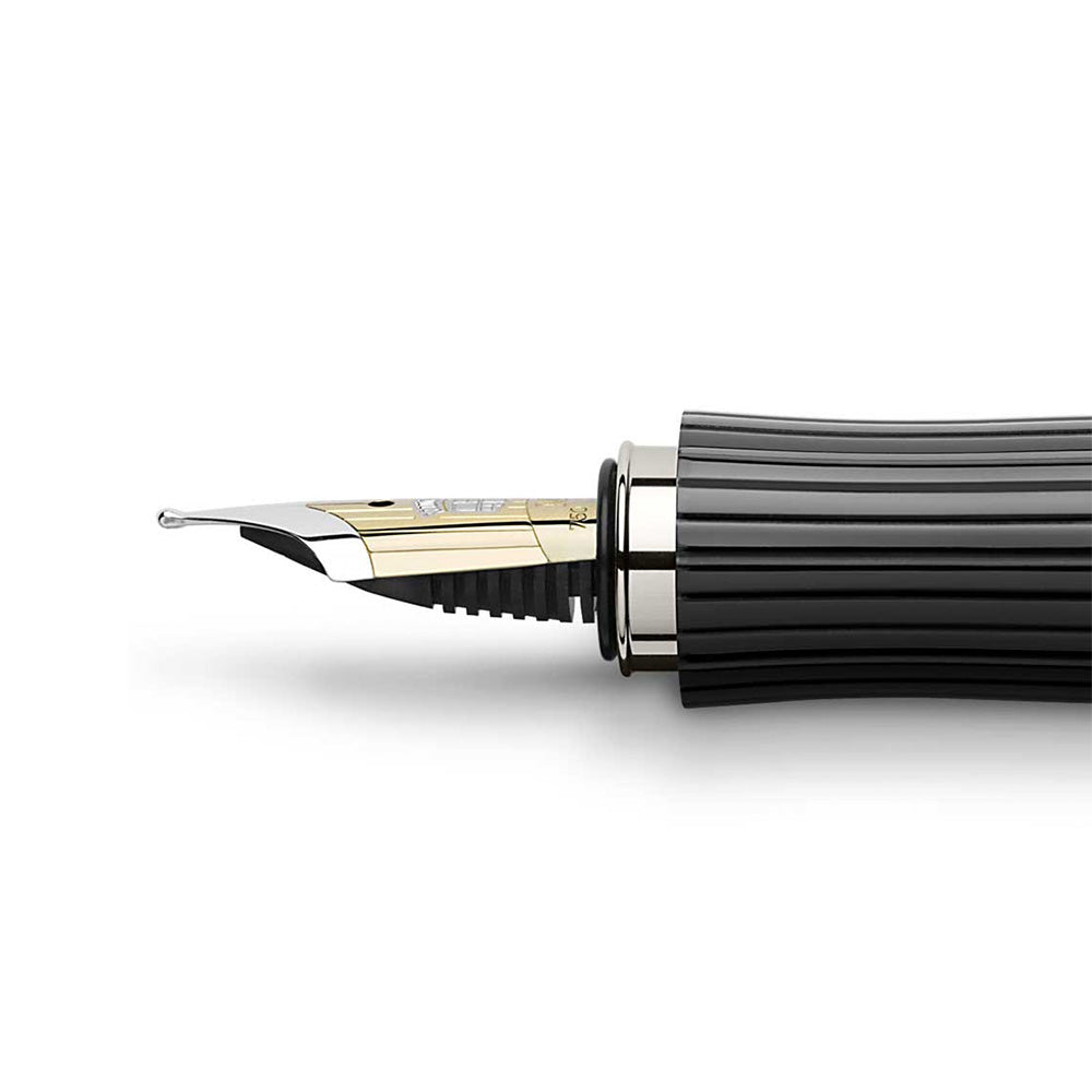 Graf von Faber-Castell Intuition Fluted Black Fountain Pen – 18Kt Gold Medium Nib