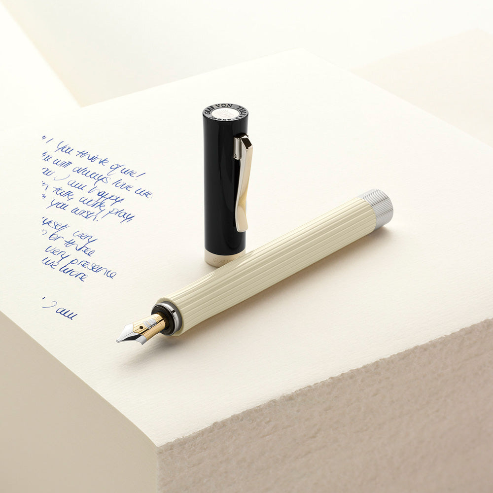 Graf von Faber-Castell Intuition Fluted Ivory Resin Platinum-plated Trim Fountain Pen – 18Kt Gold Medium Nib