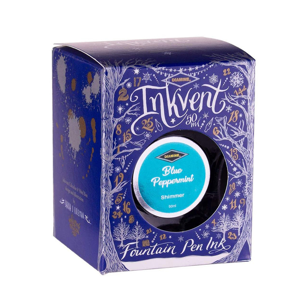 Diamine Inkvent Blue Edition Shimmer Ink 50ml Bottle – Blue Peppermint