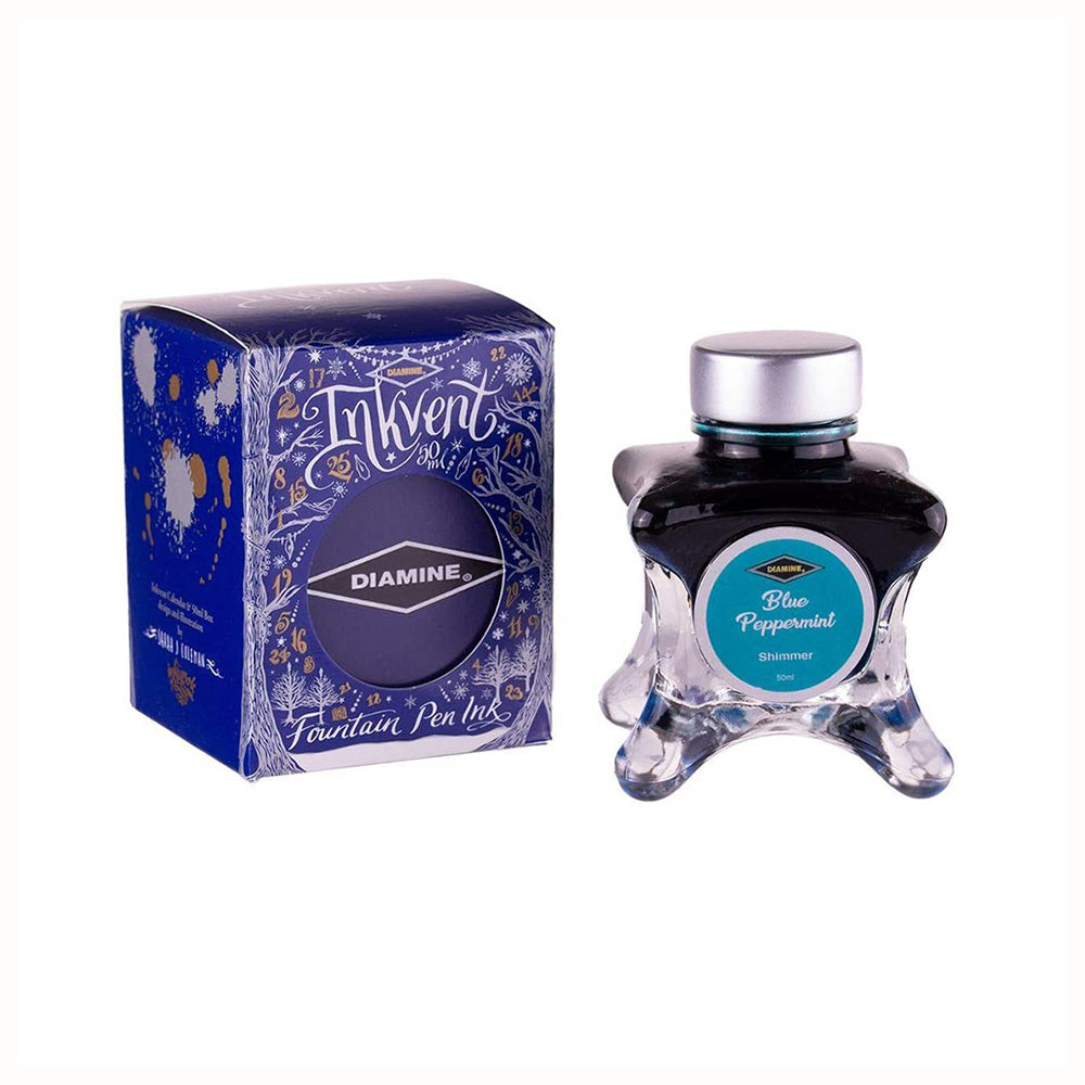 Diamine Inkvent Blue Edition Shimmer Ink 50ml Bottle – Blue Peppermint