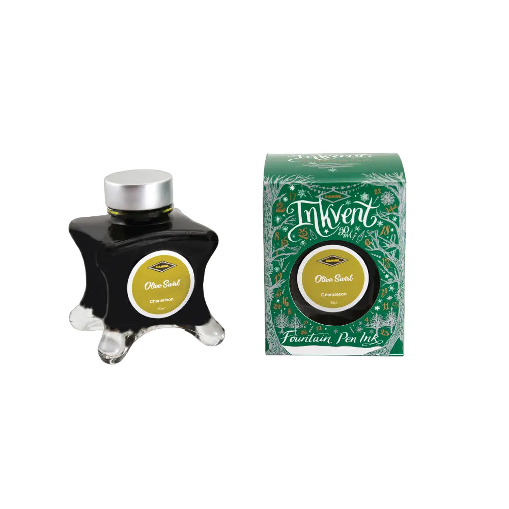 Diamine Inkvent Green Edition Chameleon Ink 50ml Bottle - Olive Swirl