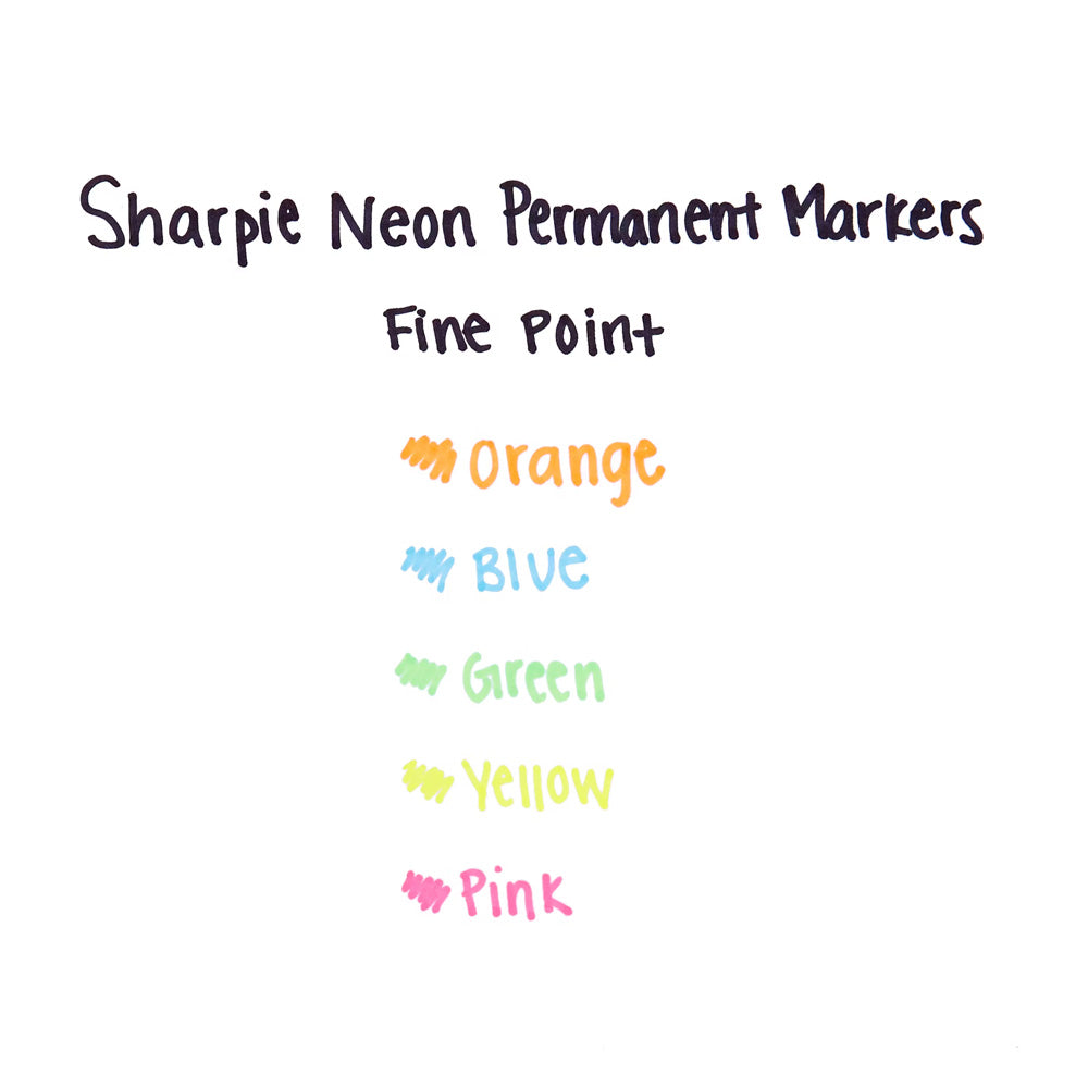 Sharpie Neon Fine Point 5 Assorted Colour Permanent Marker