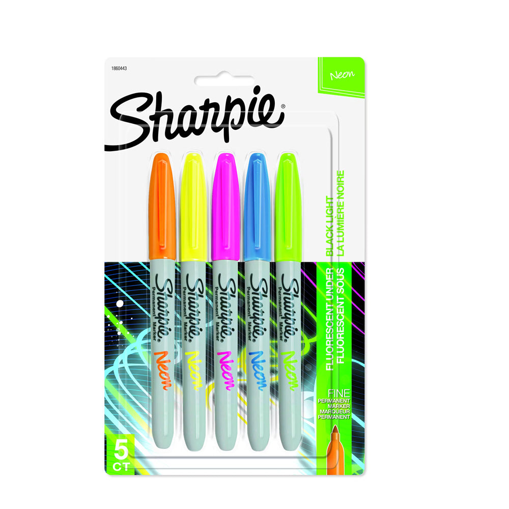 Sharpie Neon Fine Point 5 Assorted Colour Permanent Marker