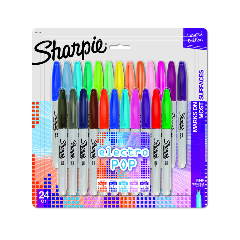 Sharpie Electro Pop Fine Point 24 Assorted Colour Permanent Marker