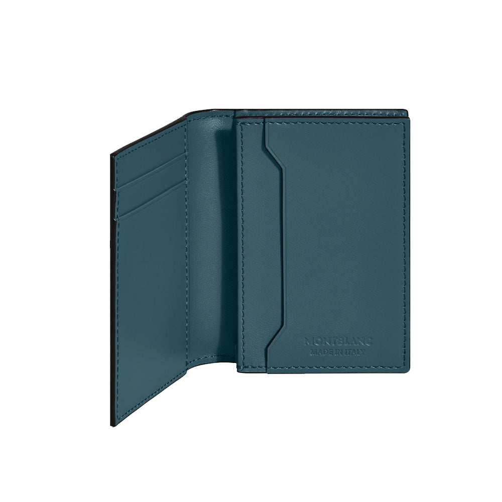 Sleek and elegant, this Extreme 3.0 card holder is fashioned from avio blue leather, showcasing the signature Montblanc Extreme 3.0 motif. It offers 4 slots for credit cards, a dedicated space for business cards, and an extra pocket for small essentials. Material : Cowhide Leather Leather : Full-grain calfskin, chrome-tanned, dyed through, with saffiano print Color : Avio Blue Lining : Fabric Dimensions : 2.95 X 0.59 X 4.13 inches Country of Origin : Italy