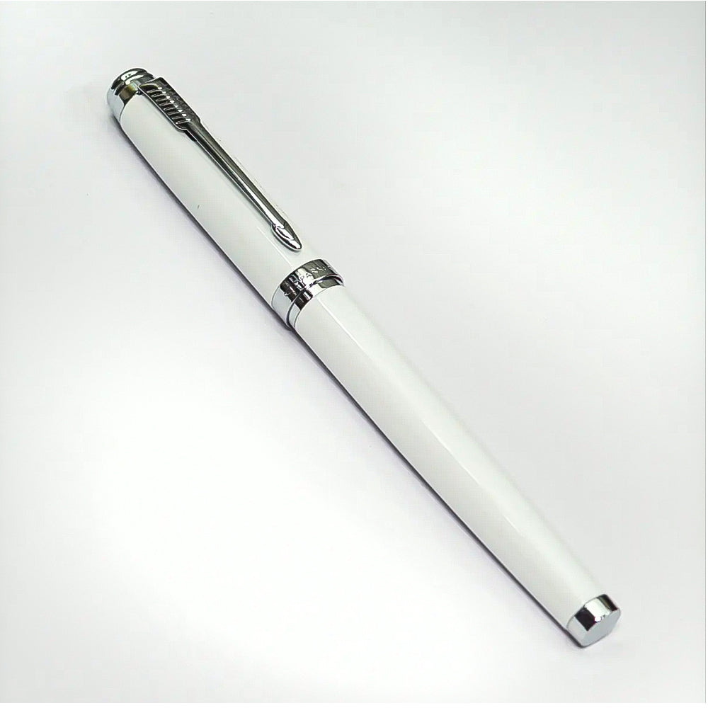 Parker Ambient White Chrome Trim Rollerball and Ballpoint Pen Set