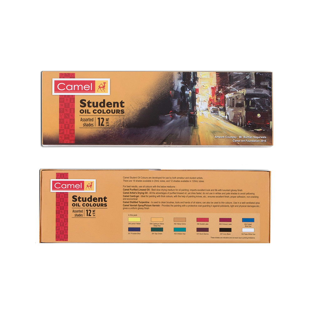 Camel Student Oil Colours 9ml Tubes - 12 Shades