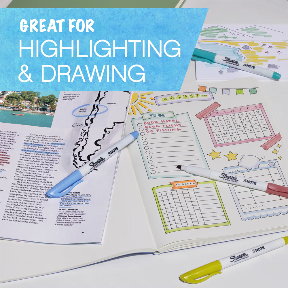 Sharpie S-Note Chisel Tip Creative Markers Set of 6 - Assorted Colour