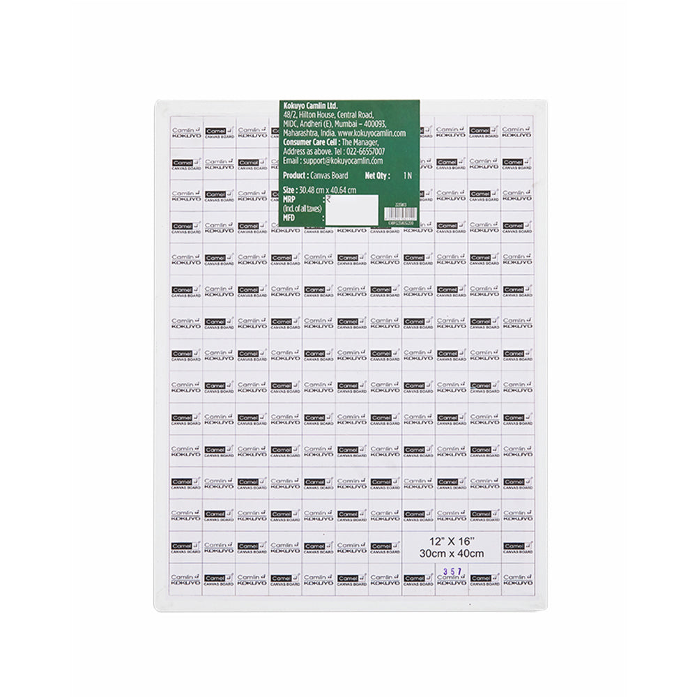 Acid-free, hardboard pasted with a cotton canvas for rigid painting surface, ideal for works with relief and embellishments. Made using acid-free, medium grain fabric Coated with a triple layer of acrylic primer Optimum priming for right hold and glide Pasted on an acid-free board with safe adhesive Suitable for beginners as well as small and multi-canvas work Suitable for both oil and acrylic painting Size - 30cm x 40cm (12 Inch X 16 Inch) Country of Origin: India