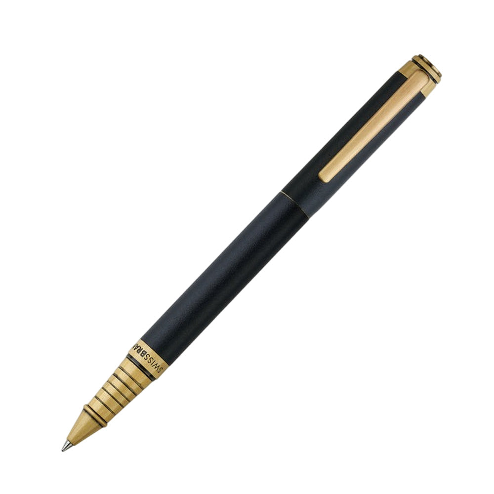 Swissbrand 2501 Matte Black Lacquer with Gold Trim Rollerball Pen