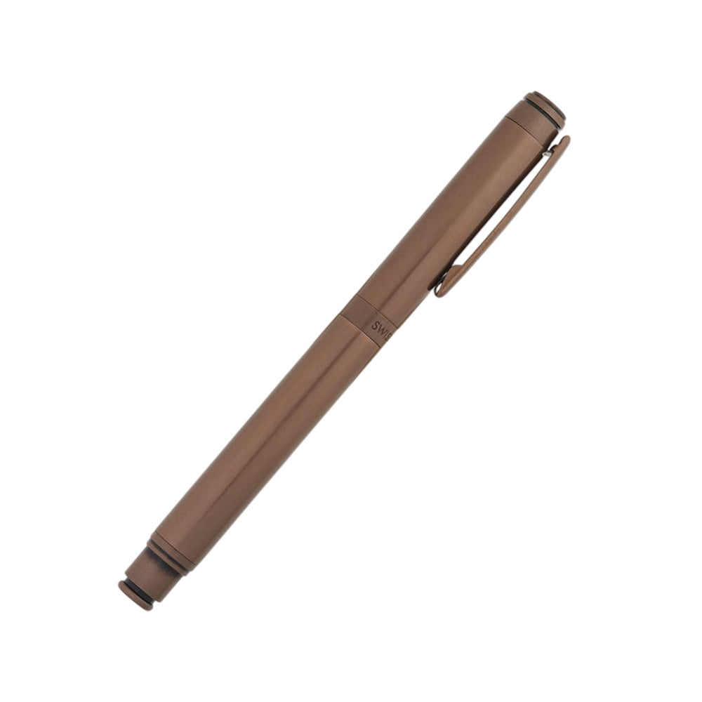 Swissbrand 2502 Matte Brown Lacquer with Polished Brown PVD Trim Fountain Pen - Medium Nib