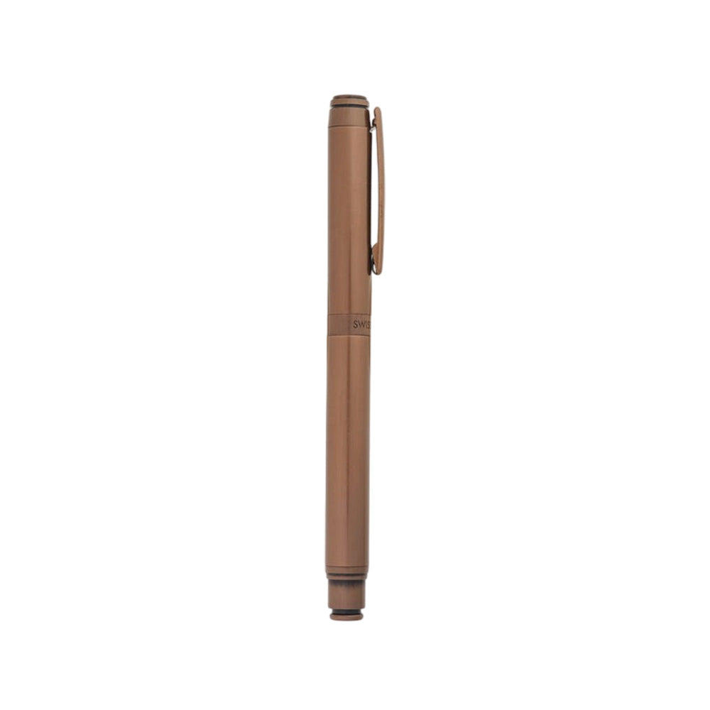Swissbrand 2502 Matte Brown Lacquer with Polished Brown PVD Trim Fountain Pen - Medium Nib
