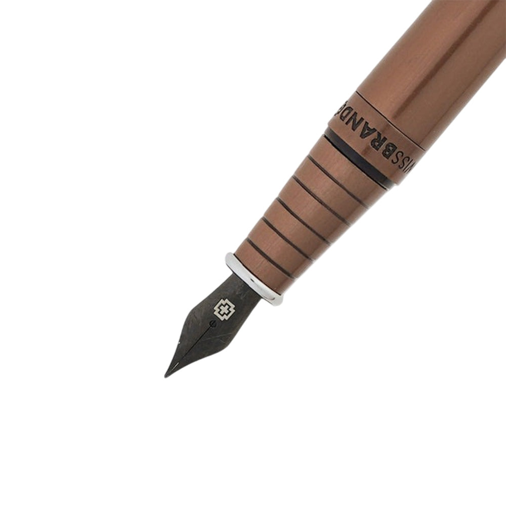 Swissbrand 2502 Matte Brown Lacquer with Polished Brown PVD Trim Fountain Pen - Medium Nib