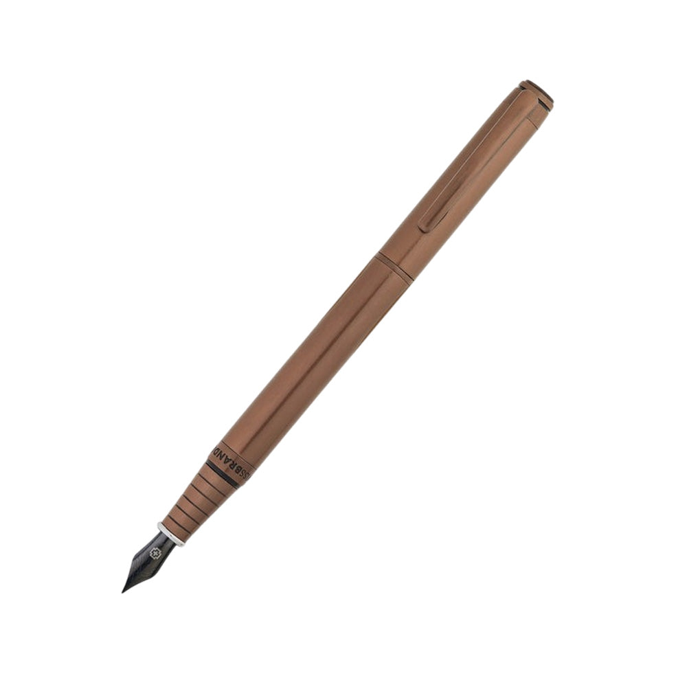 Swissbrand 2502 Matte Brown Lacquer with Polished Brown PVD Trim Fountain Pen - Medium Nib